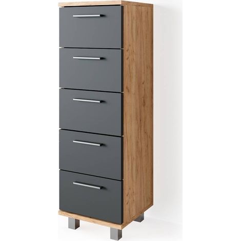 Meuble de rangement de salle de bain Ilias, Chêne de force doré, 30 x 95 cm, Vicco