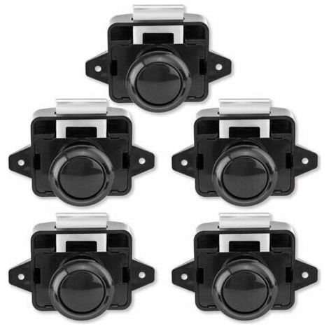Bouton poussoir Loquet - sans clé Serrure de meuble Fermoir Bouton de porte de placard pour RV caravane de moteur 5 pièces Noir