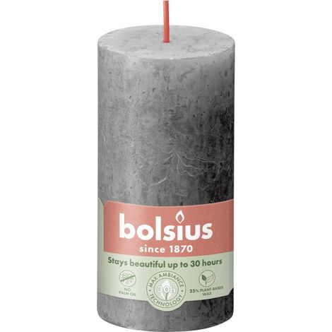 Bolsius Rustik Stumpenkerze stürmisches grau, Höhe 10 cm, Ø 5 cm Stumpen- und Kugelkerzen