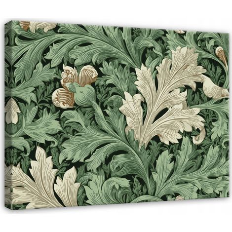 Leinwandbild Blätter Abstrakt Vintage Retro, trendige Wanddeko für Schlafzimmer und Wohnzimmer, hochauflösender Druck, 60 x 40 cm