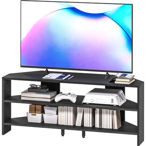 Corner TV Stwith 2 Open Shelves for 47 Inch TV - Black (1/5)