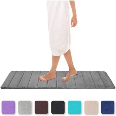 Tapis de bain absorbant et antidérapant En mousse à mémoire de forme Lavable, Mousse à mémoire de forme, 40 x 120 cm - gris (1/4)