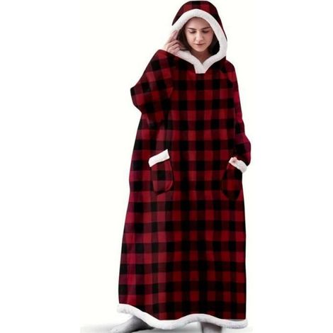 Couverture À Capuche - Molleton Sherpa - Taille Unique - Pour Intérieur - 1 Pièce (1/4)