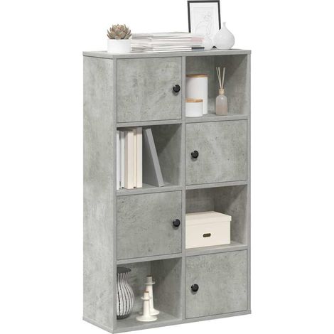 Estantería de madera de ingeniería gris hormigón 60x24x101,5 cm