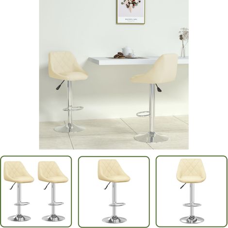 The Living Store Tabourets de bar lot de 2 crème similicuir - Tabouret De Bar - Tabourets De Bar - Chaise De Comptoir - Chaises De Comptoir - Simuli Cuir (1/5)
