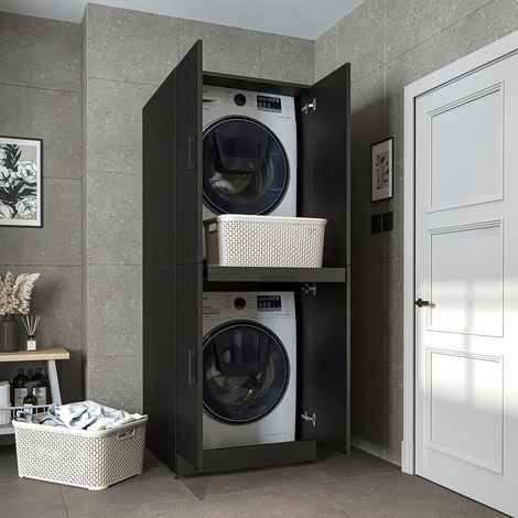Roomart DORA-I Waschmaschinenschrank 70 cm, Schwarz-Eiche