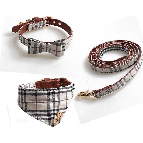 3 Pices Ensemble Collier Et Laisse Pour Chien,rglables Nud Papillon Bandana Avec Clochette Pour Les Promenades En Plein Air Pour Chats Et Chiots (1/5)