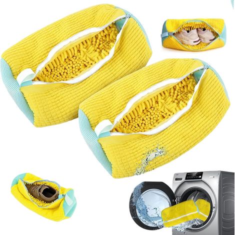 Lot de 2 paniers à linge jaunes pour chaussures - Panier à linge pour chaussures - Panier à linge pour lave-linge et sèche-linge - Paniers à linge réutilisables pour chaussures, sac pour machine à ... (1/5)