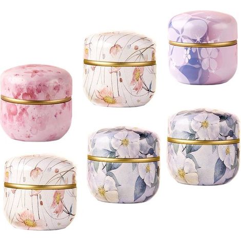 Lot de 6 boîtes à thé rondes vintage - 10 oz - Pour thé en vrac, herbes, café, épices et sucre - Boîtes de conservation hermétiques - Style rétro (1/5)
