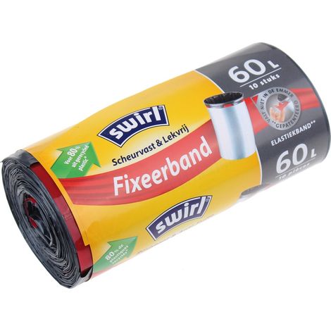 Swirl® Fixierband-Müllbeutel 60 L Reißfest & Dicht Müllsäcke & Müllsackständer