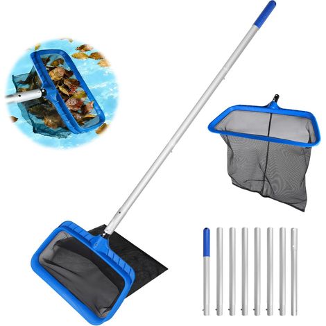 Swimming Pool Bottom Net Cleaning Net with Adjustable Handle 2.8 m Pool Net, Pool Net for Pond, Spa - Type C (Blue Plastic Frame - Black Coarse Deep Net) (1/5)