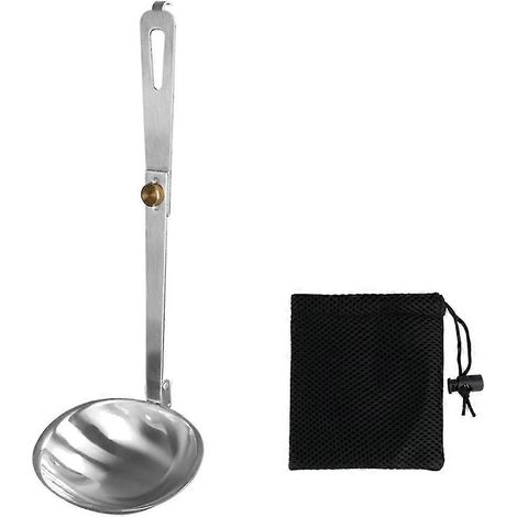Louche de service pliable, louche de camping en acier inoxydable, louche à soupe pliable (1/5)