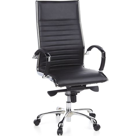 Bürostuhl / Chefsessel PARMA 20 Leder schwarz Chrom hjh OFFICE