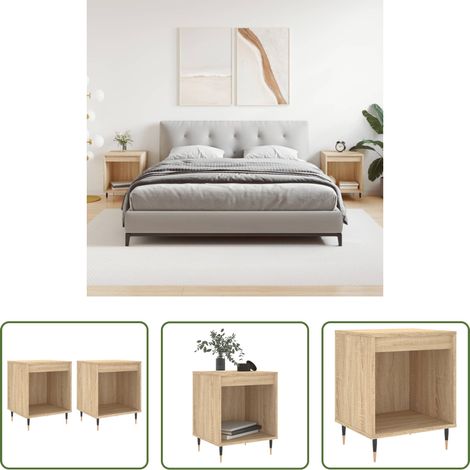 vidaXL Holz Nachttisch -  Nachttische 2 Stk. Sonoma-Eiche 40x35x50 cm Holzwerkstoff (1/5)