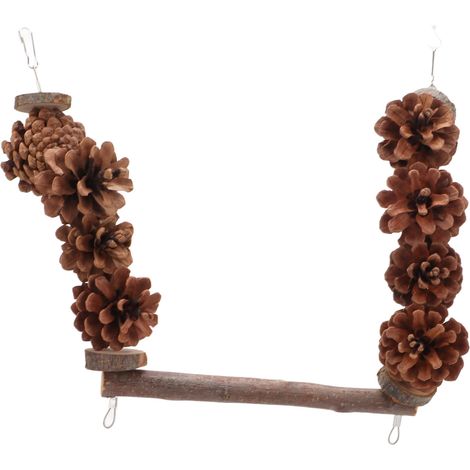 Perchoir en bois en forme de pomme de pin pour perroquet conure, calopsitte, perruche ondulée, perroquet gris du Gabon (1/5)
