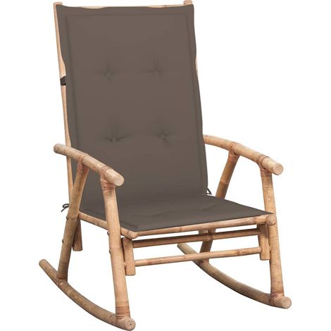 vidaXL Silla mecedora con cojín bambú (1/4)