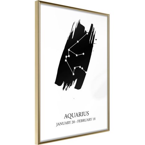 Affiche Murale Encadrée "Zodiac Aquarius I" 21 x 30 cm Or