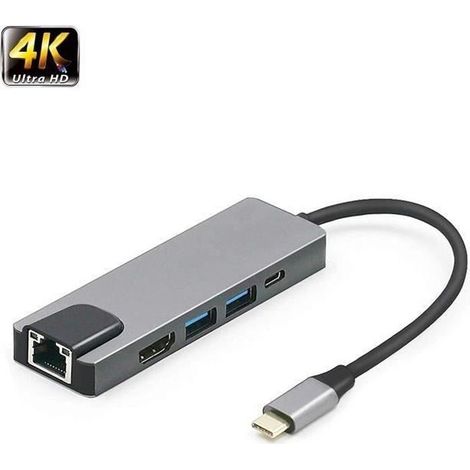 Hub USB C,TypeC Hub RJ45 pour MacBook Notebook Laptop ( 1xRJ45,1xHDMI,1xUSB-C PD,2x USB 3.0 Ports ) (1/4)