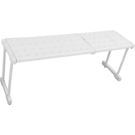 Étagère extensible empilable supportant une charge de 55 kg (121 lb) avec séparateur pour rangement, pour placard, armoire, longueur 67-88 cm / 26,4-34,6 po (1/5)