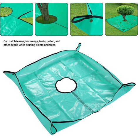 Telo per potatura da giardino, telo per potatura da giardino con fori da 20 cm, telo impermeabile, con anelli agli angoli, può stare in piedi intorno ad alberi e arbusti, 100x100 cm (1/5)