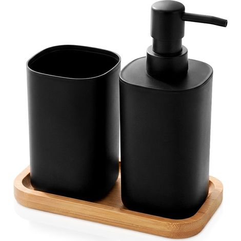 Juego de ba帽o negro de 350 ml, 3 piezas. (1/5)