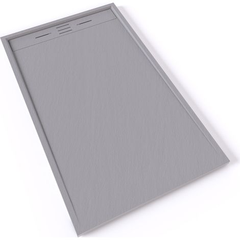 HIEMAL Receveur de douche 90 x 150 cm résine Gris aspect ardoise + bonde incluse - Salle de bain
