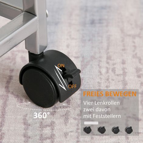 Chariot de cuisine HOMCOM, meuble roulant 4 étagères, étagère de cuisine avec paniers en métal, rangement mobile sur roues pour cuisine, salle de bain, bureau, salon, argent (1/4)