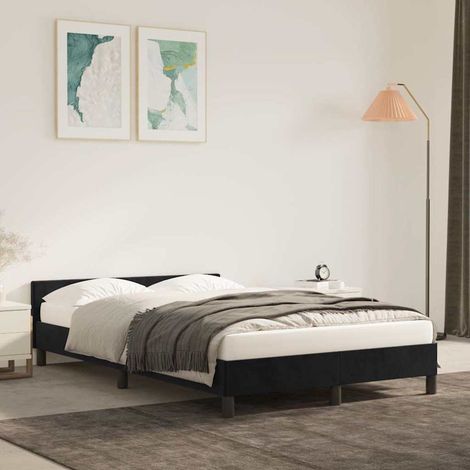 Estructura de cama sin colchón terciopelo negro 120x200 cm (1/5)
