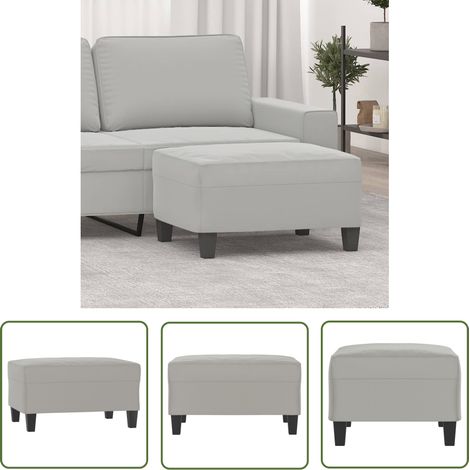 The Living Store Fußhocker Hellgrau 70x55x41 cm Mikrofasergewebe - Mikrofaser Sessel - Grau - Fußhocker - Beistelltisch - Couchtisch (1/5)