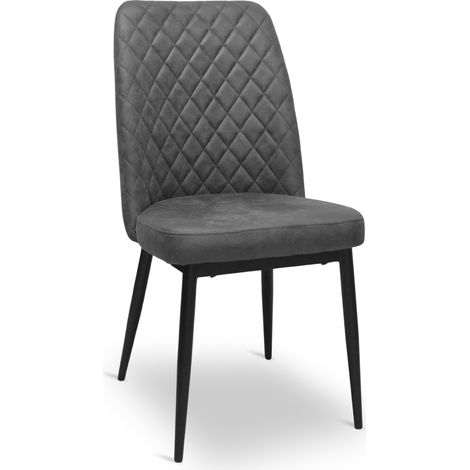 Sedia da sala pranzo Alma in microfibra nabuk grigio scuro gambe in metallo nero