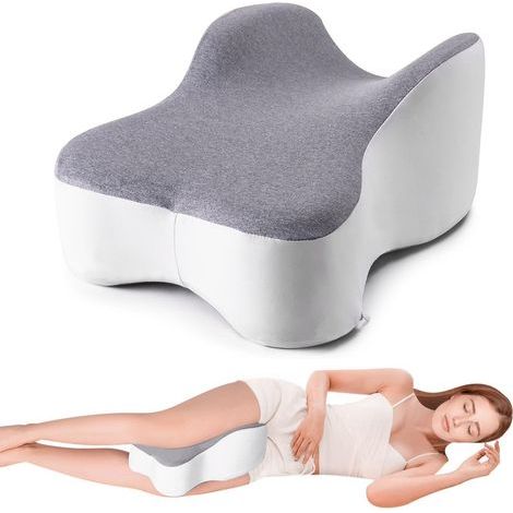 Kniekissen für Seitenschläfer, Perfekte Unterstützung der Oberschenkel und Knie für optimale Knietrennung, Grau.
