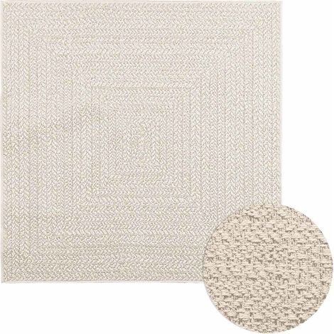 Tapis-Tapis de salon-Tapis Chambre ZIZUR crème 120x120 cm aspect de jute intérieur extérieur 357342 (1/5)