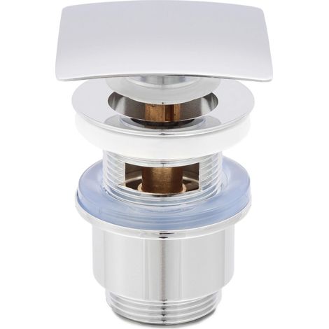 Bonde universelle à clapet pour lavabo et bidet avec trop plein en laiton chromé et cache carré Kariba (1/3)