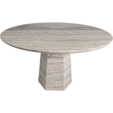 Table à manger ronde en travertin gris - gris travertin (1/4)