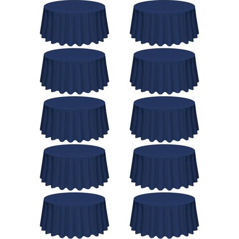 Lot de 10 nappes rondes Bleu Marine 228cm Polyester, antitaches et infroissables