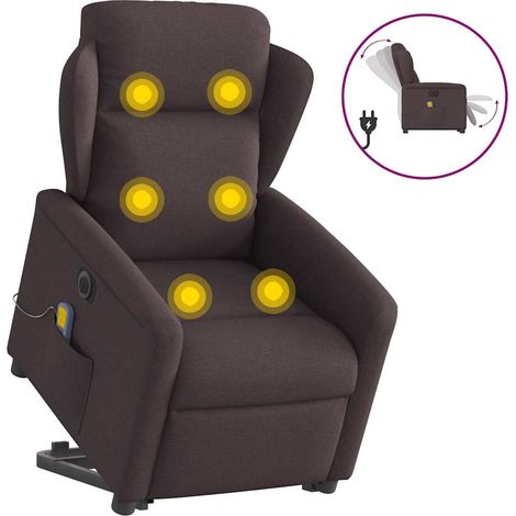 Elektrischer Massagesessel mit Aufstehhilfe Dunkelbraun Stoff