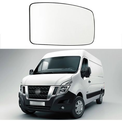 Applicable Verre de Rétroviseur Pemplacement pour Renault Master 2010-2021/Opel Movano 2010-2023/Nissan NV400 2010-2021 Chauffant Asphérique avec Plaque de Support Rétroviseur Extérieur Réglable(Droit (1/4)