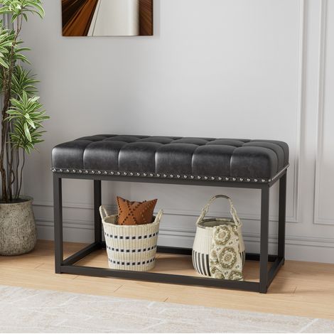Sitzbank 36 Zoll mit Kunstleder-Sitz und Metallgestell OKMYHOME (1/5)