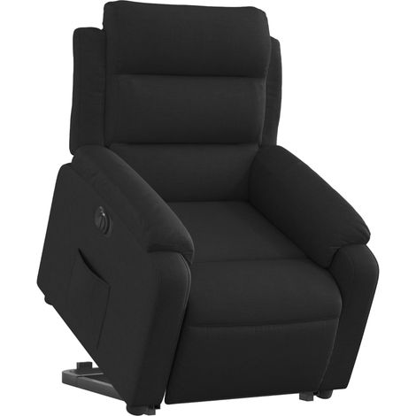 Poltrona relax TV molto comoda con funzione di sollevamento elettrico in tessuto nero DEC028506
