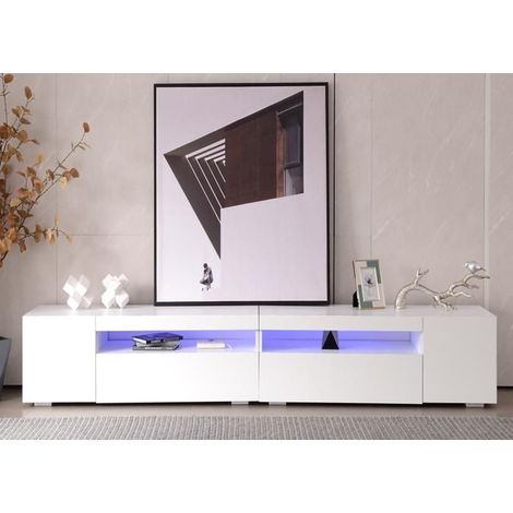 Meuble TV - GUTENT - Moderne - 240 cm - Éclairage LED variable - Style Scandinave (1/5)