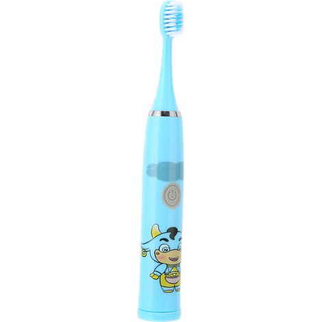 Brosse à dents électrique pour enfants, poils souples, motif dessin animé, bleue (1/5)