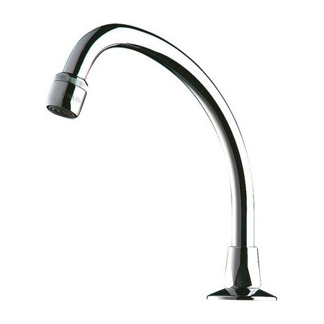 Delabie – Bec col de cygne mobile pour lavabo L200 avec brise jet antitartre – Filetage mâle – Laiton chromé – 967202