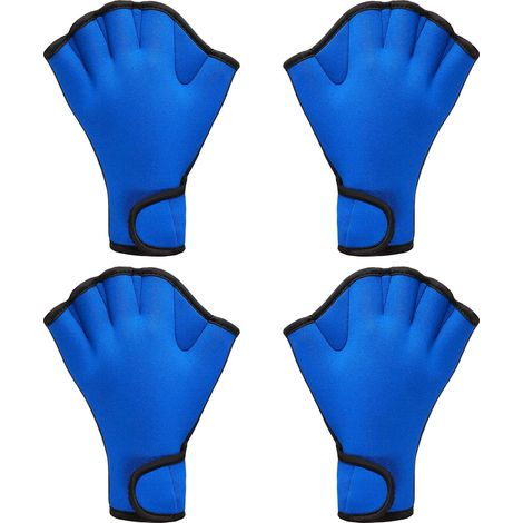 2 paires de gants de natation Aqua Fit Gants d'entraînement de natation Gants en néoprène Webbed Fitness Gants d'entraînement de résistance à l'eau pour la natation et la plongée avec dragonne (1/5)