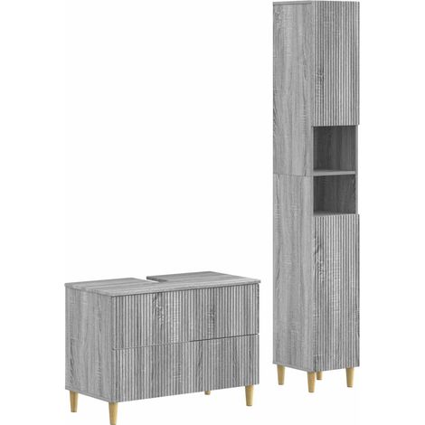 Set di Armadi da Bagno da 2 Pezzi ARNHEM Sonoma grigio vidaXL (1/5)
