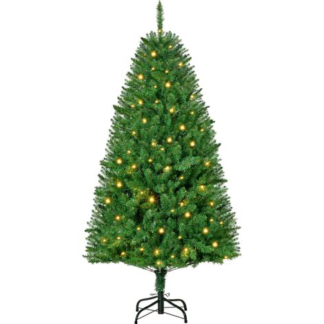 HOMCOM 4/5/6FT Prelit Artificial Christmas Tree w/ Warm White Light Home Xmas Decor 5FT (1/5)