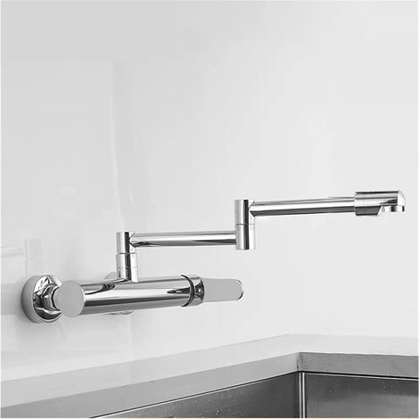 Robinet de cuisine remplisseur de pot Robinets de cuisine pliants télescopiques en laiton noir 360 rotation murale salle de bain robinet caché pliable grue évier mitigeur ( Color : 1 UK , Size : T ) (1/5)