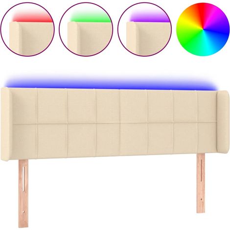 Maison Exclusive - Cabecero con LED de tela crema 147x16x78/88 cm (1/5)