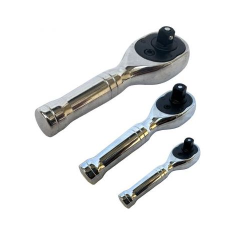 KIT 3 MINI CHIAVE A CRICCHETTO DA 1/2 3/8 1/4 REVERSIBILE 72 DENTI CROMO VANADIO (1/5)