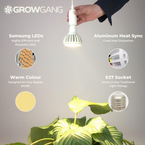 Lampes de croissance pour plantes d'intérieur – Ampoule LED à spectre complet, Horticole, lampe de croissance d'intérieur pour cultiver des plantes grasses, Germination, E27, (1/5)