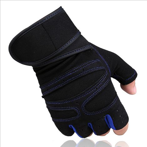 1 paire de gants de fitness, demi-doigts, respirants, avec soutien des poignets, pour haltères, musculation et conduite (1/5)